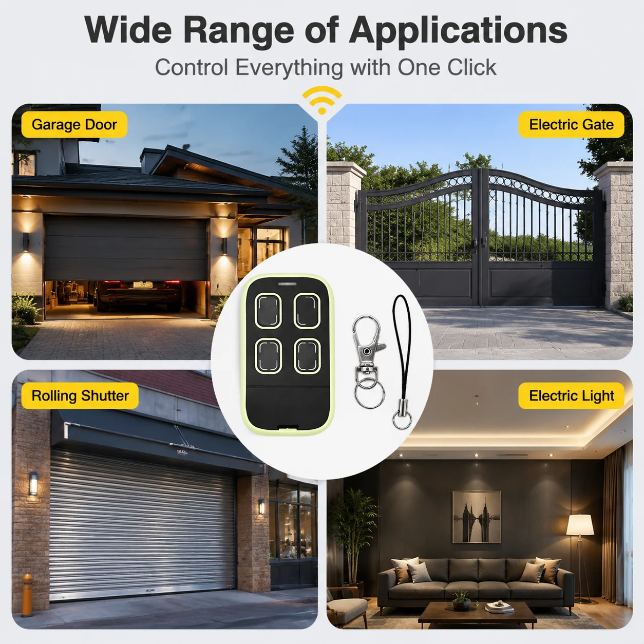 4-in-1 Multi-Frequency Garage Remote 280-868MHz Rolling Code Replace 4 Remotes Universal Clone Gate Opener Duplicator 5 Colors