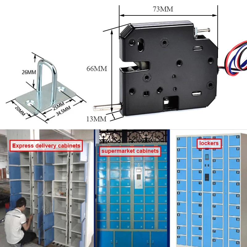 Mini Electric Lock with Push Rod DC 12V/24V Small Size Solenoid Electromagnetic Control for Cabinet Drawer Lock