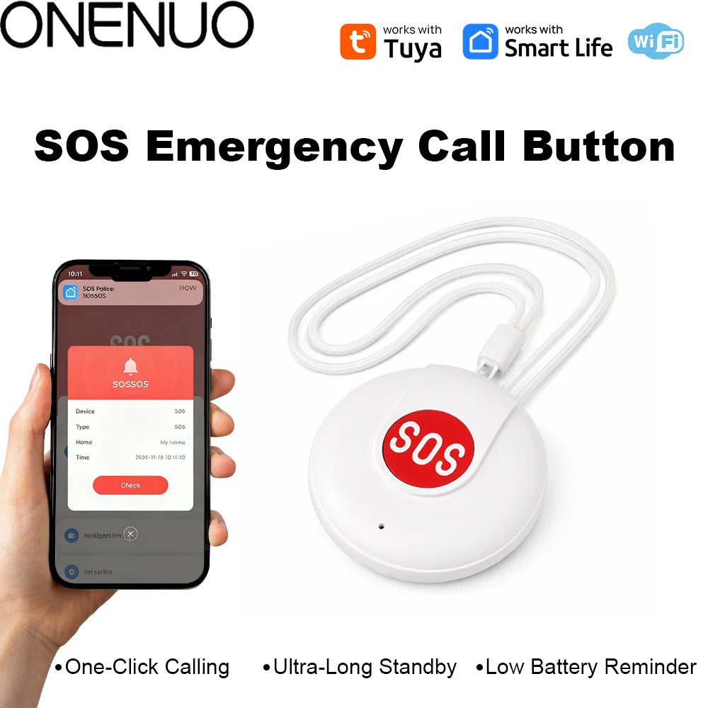 Tuya WiFi SOS Button APP Alert Emergency Panic Alarm Button For Wireless Security Alarm Device for Elderly Kids Home Safety