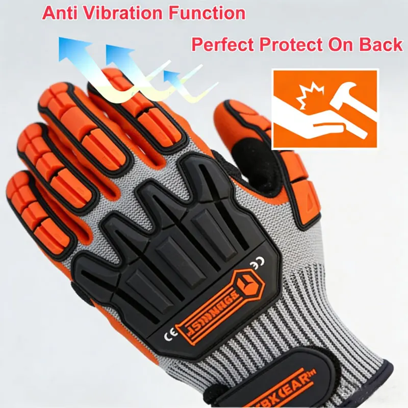 NMSafety Anti-Vibration Cut-Resistant Work Gloves Nitrile Oilproof with Good Grip Palm High-Quality Garden Protection Gloves