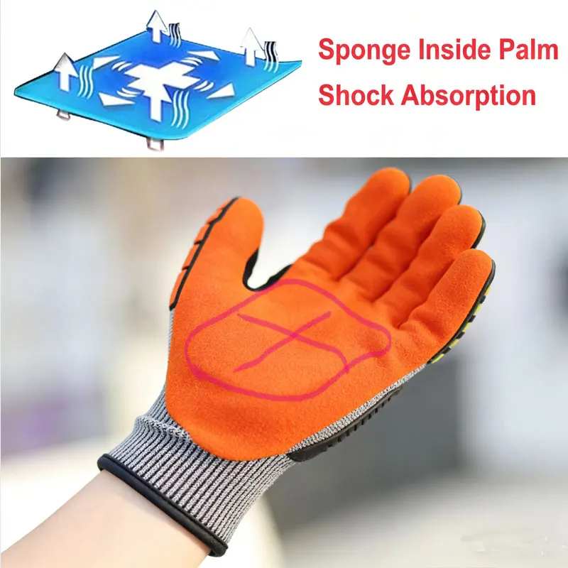 NMSafety Anti-Vibration Cut-Resistant Work Gloves Nitrile Oilproof with Good Grip Palm High-Quality Garden Protection Gloves