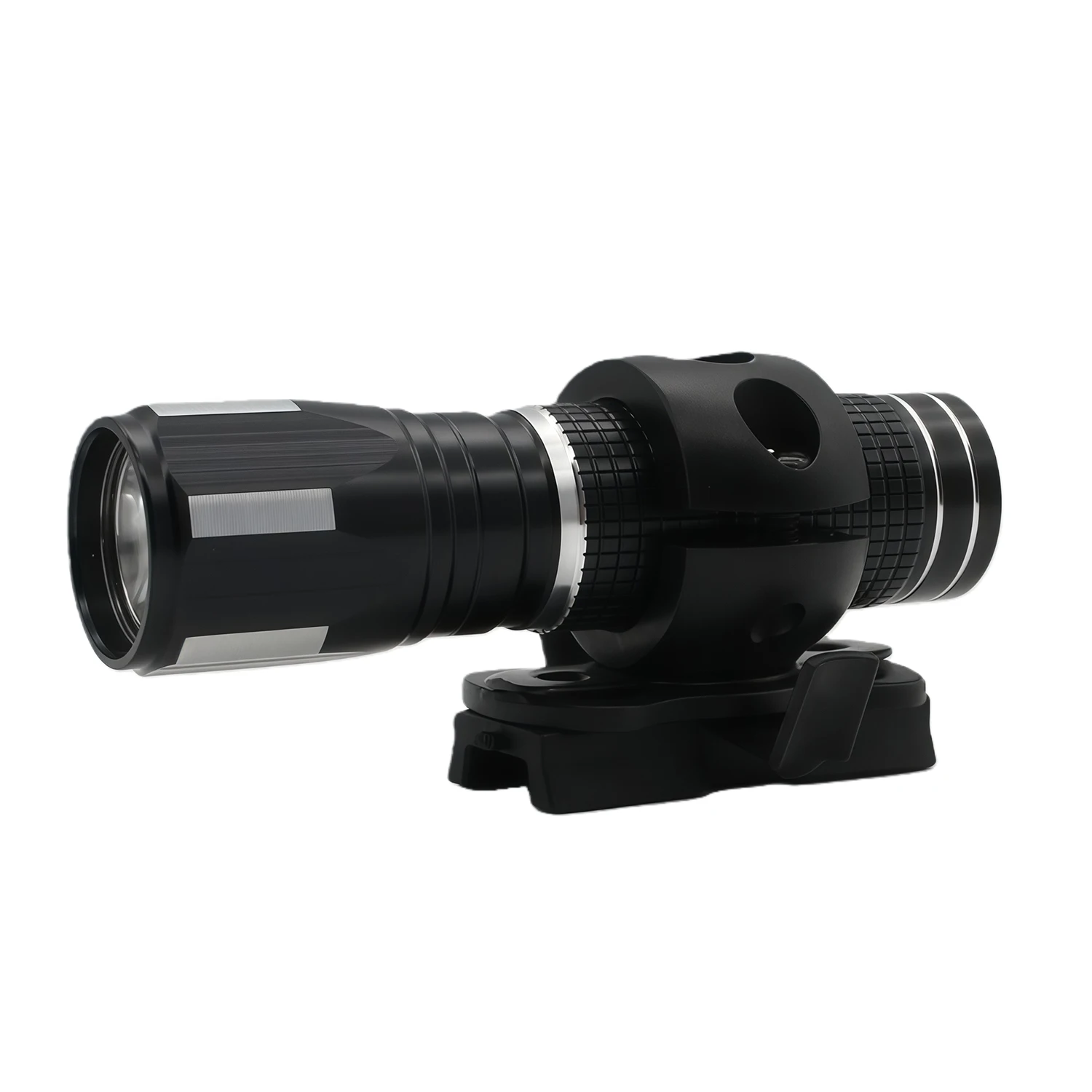 JOAXOR Tactical Helmet Flashlight White LED 60° Rotation Side Mount USB Rechargeable Quick Detach Handheld Light