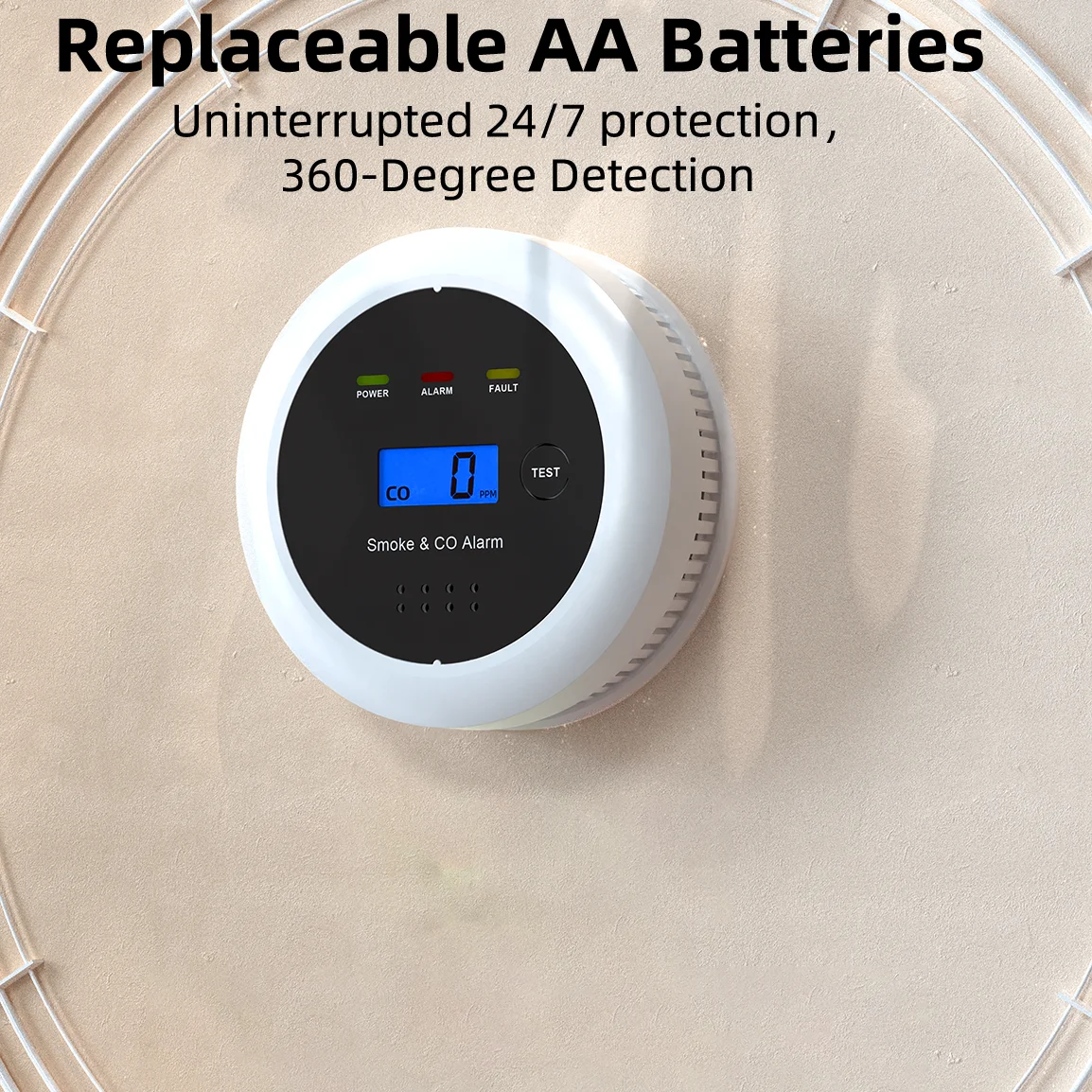 Independent Smoke Detector Carbon Monoxide Alarm Combo,2 in 1 Smoke & CO Alarm for Home Security Protection Smoke Alarm