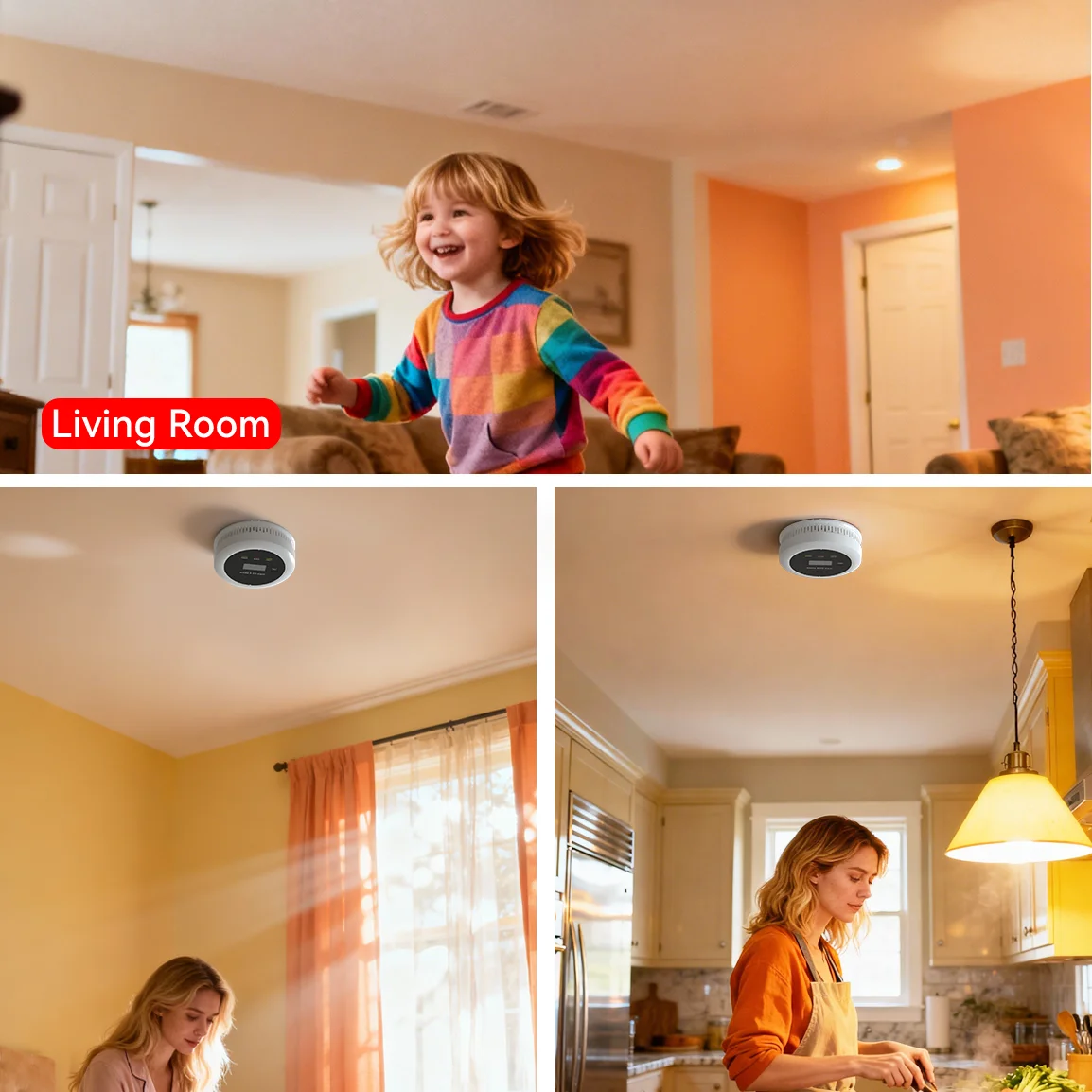 Independent Smoke Detector Carbon Monoxide Alarm Combo,2 in 1 Smoke & CO Alarm for Home Security Protection Smoke Alarm