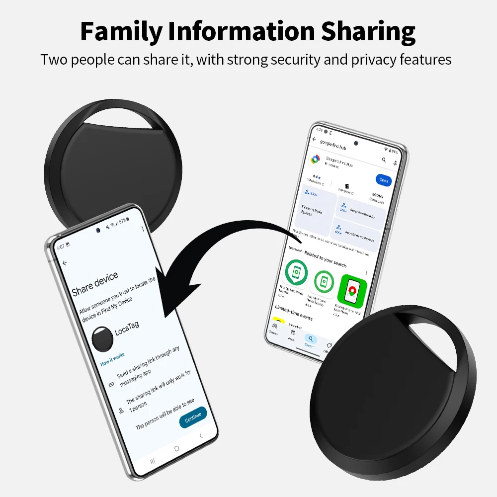 Smart Tag Tracker for Android Google Find Hub APP Work with Xiaomi Samsung Motorola OPPO Vivo Phones Find Keys Wallet Pet Easily