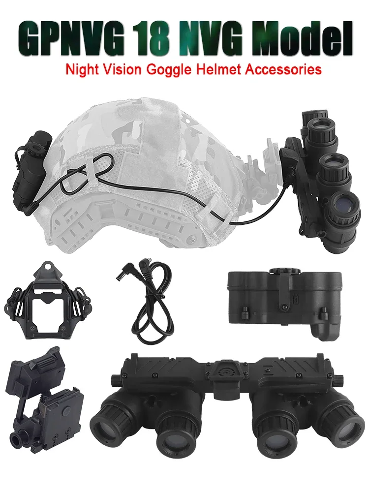 NVG 18 Tactical Helmet Night Vision Goggles, Model MICH M88, FAST FMA Air Gun, L4G24, Helmet Seat PVS-15