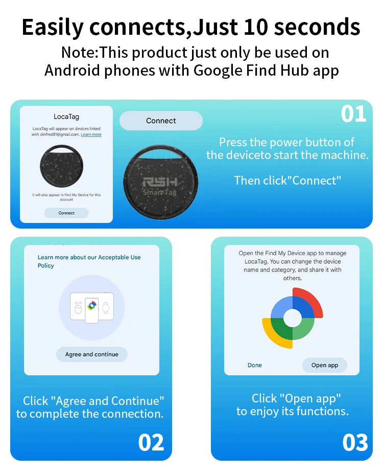 RSH Security Tracker Wallet Luggage Coffer Box Locator Anti Lose for Android Smart Tag Work With Google Find for Samsung OnePlus