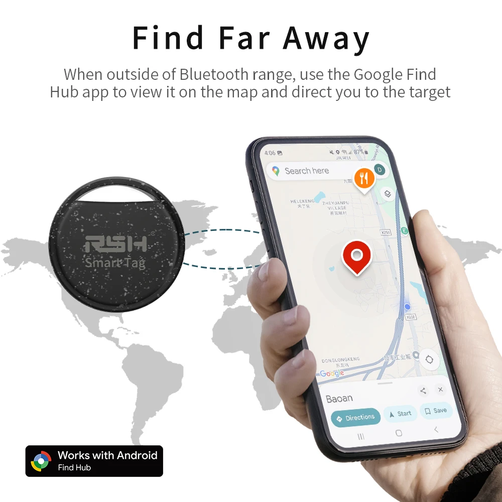 RSH Security Tracker Wallet Luggage Coffer Box Locator Anti Lose for Android Smart Tag Work With Google Find for Samsung OnePlus