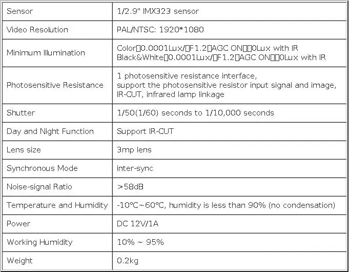 HD 1080P 1/2.9" IMX323 Starlight Low Illumination 0.0001Lux Mini Security CCTV Camera AHD CVBs 960H Mode