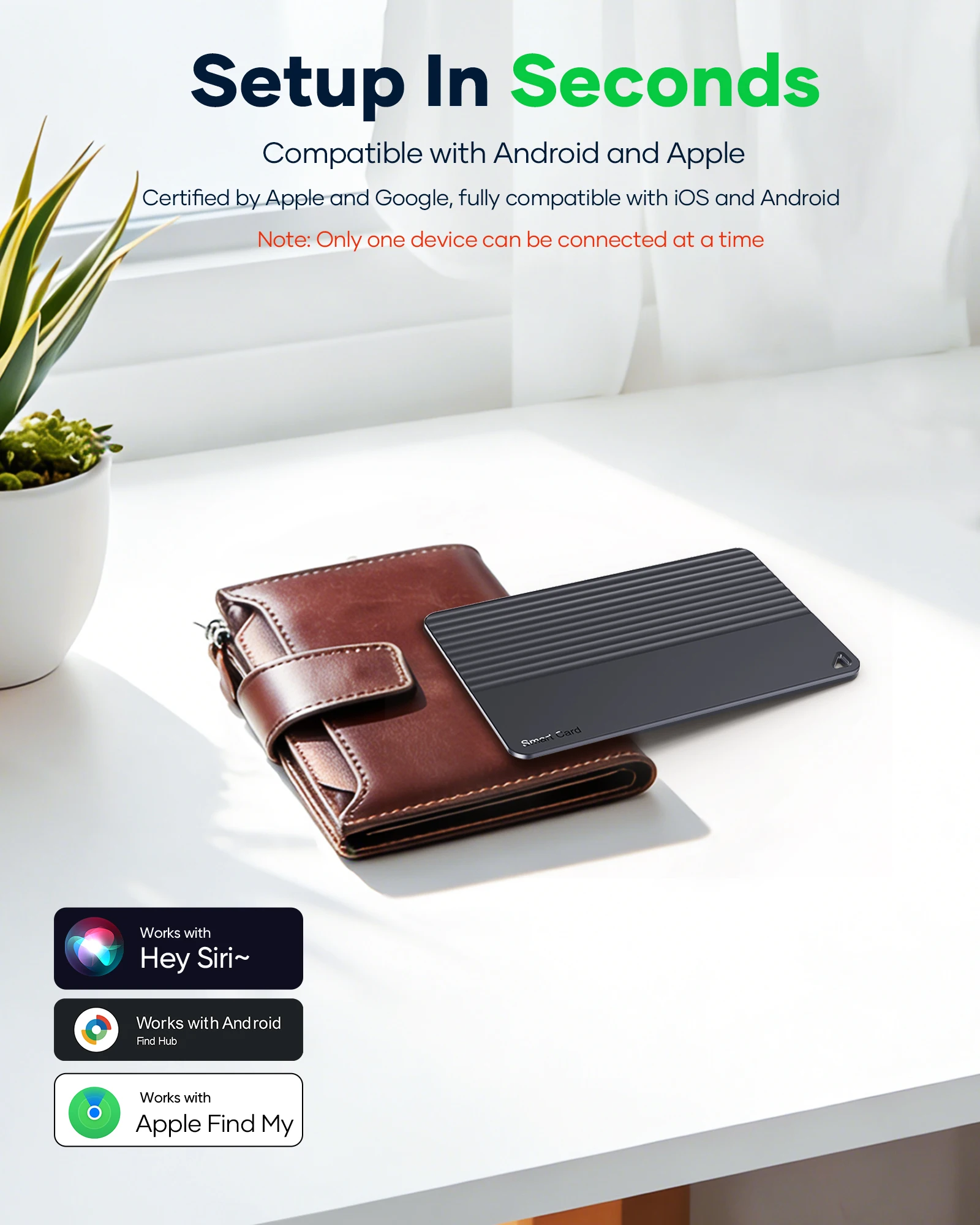 Wallet Tracker Card For Apple Find My Android, 5-Year Battery Bluetooth Item Finder ,Slim Smart Tracking Card For Wallet Luggage