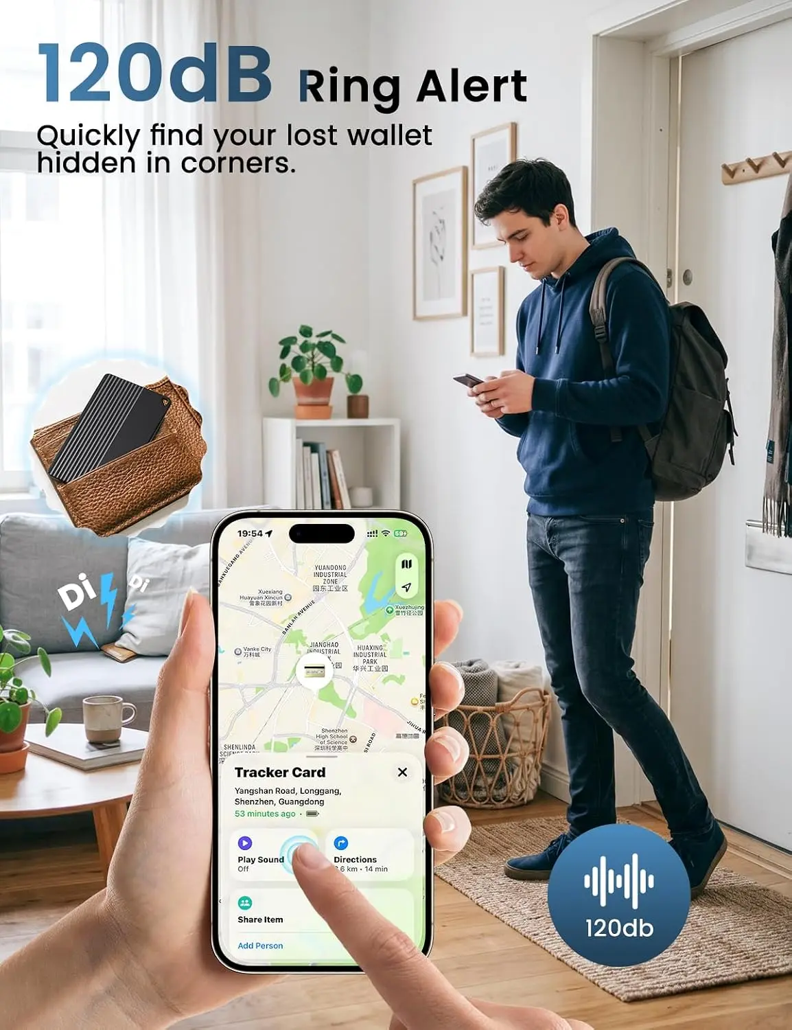 Wallet Tracker Card For Apple Find My Android, 5-Year Battery Bluetooth Item Finder ,Slim Smart Tracking Card For Wallet Luggage