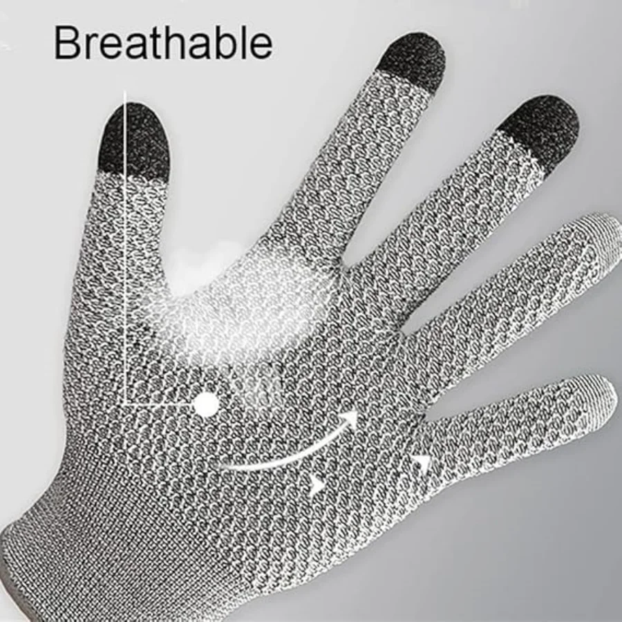 Cut Resistant Work Gloves Level 5 Touchscreen Gloves for Meat Cutting Fish Cleaning Anti Slip HPPE Protective Gloves Food Safe