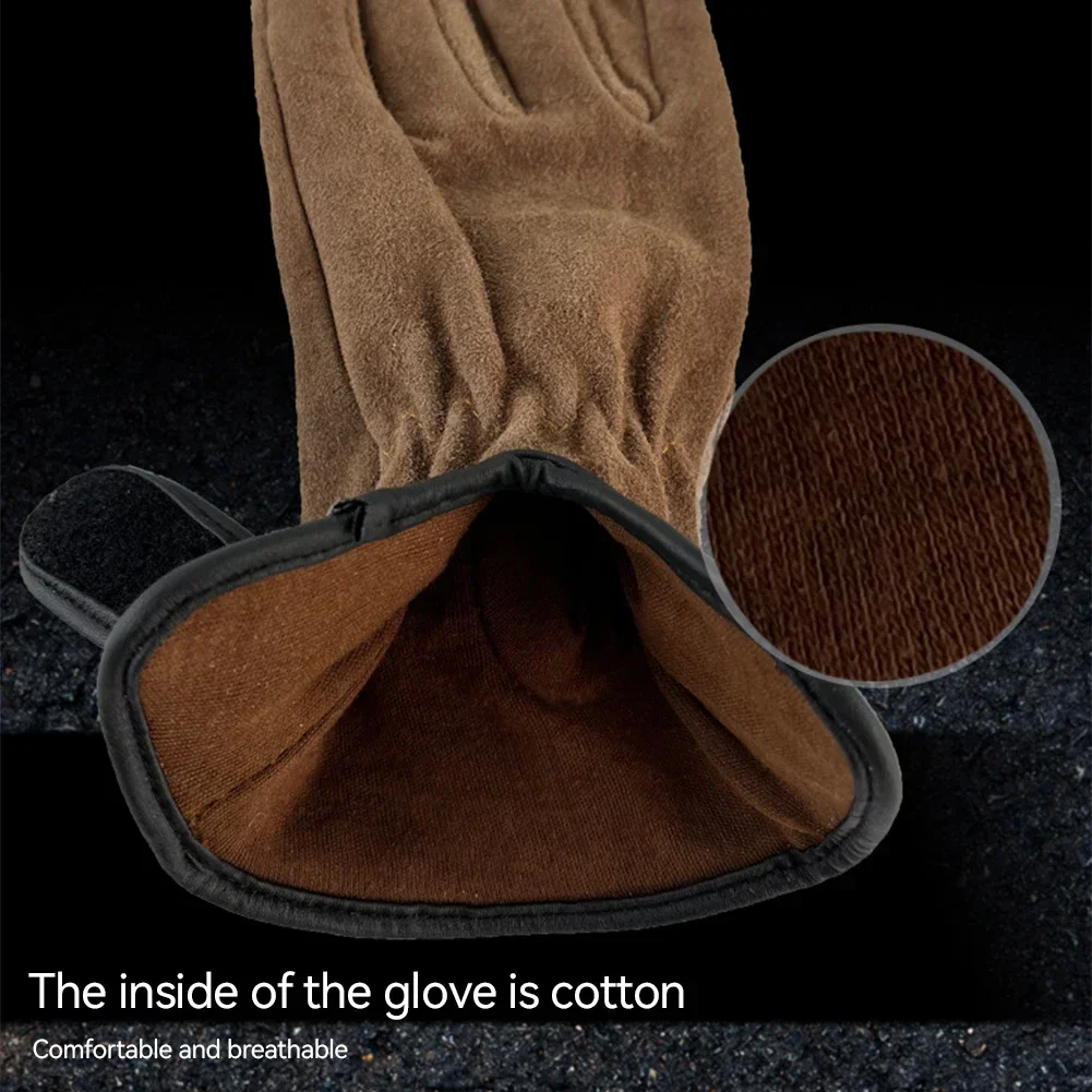 Cowhide Outdoor Protective Gloves Heat Insulation Anti-cutting Anti-thorning Camping Mountaineering Gradening Prunning Welding