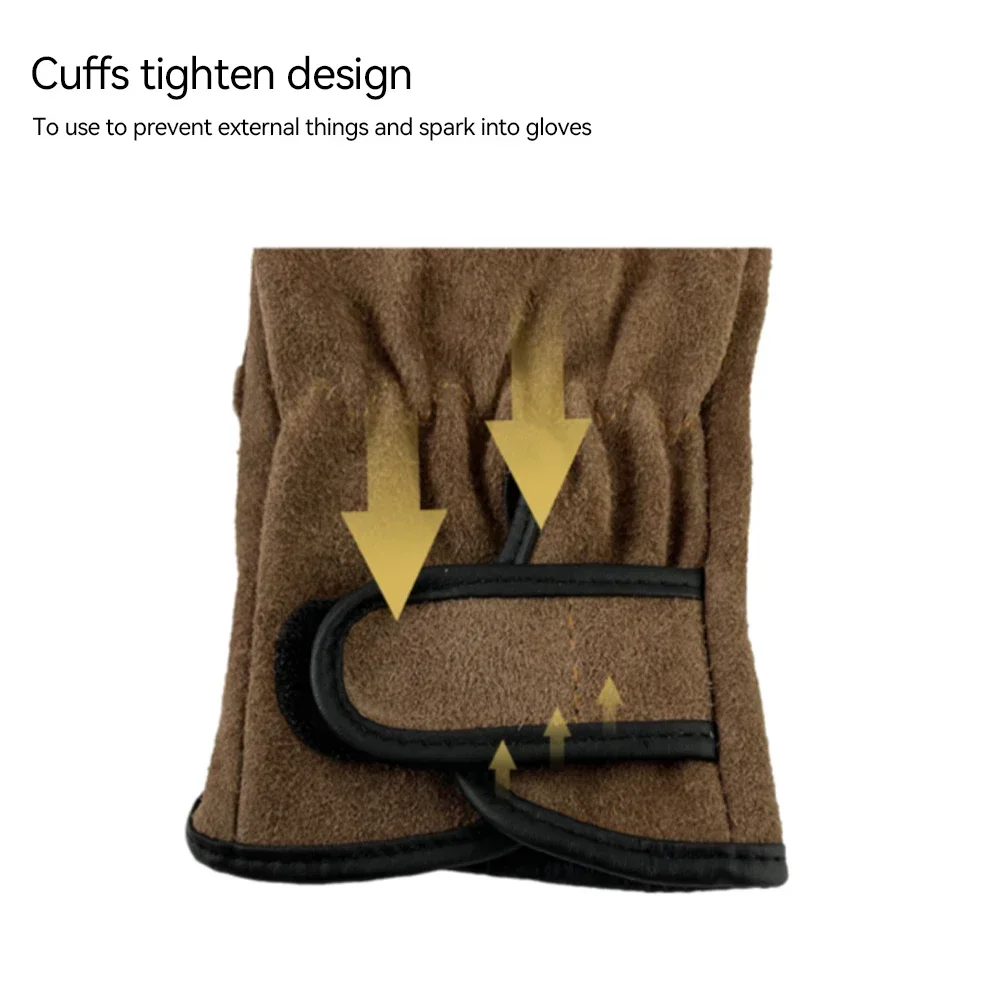 Cowhide Outdoor Protective Gloves Heat Insulation Anti-cutting Anti-thorning Camping Mountaineering Gradening Prunning Welding