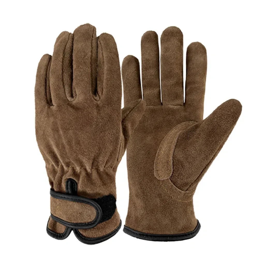 Cowhide Outdoor Protective Gloves Heat Insulation Anti-cutting Anti-thorning Camping Mountaineering Gradening Prunning Welding