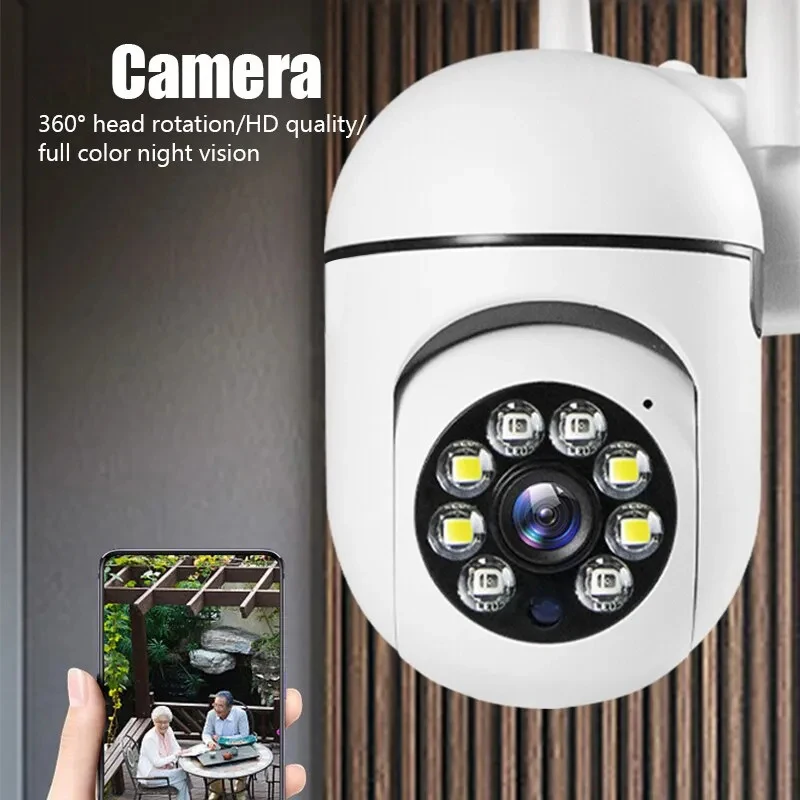 Phone APP 1080P HD Indoor/Outdoor WiFi Security Camera Color Night Vision 2-Way Audio 360° Rotate Anti-theft Monitor Wall Camera