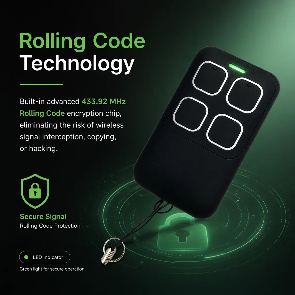 For 4D Doors Victory Art 2 Art 4 Garage Door Remote 433.92MHz Work with GA103 GA203 GA403 Sectional Door Motor Green Light