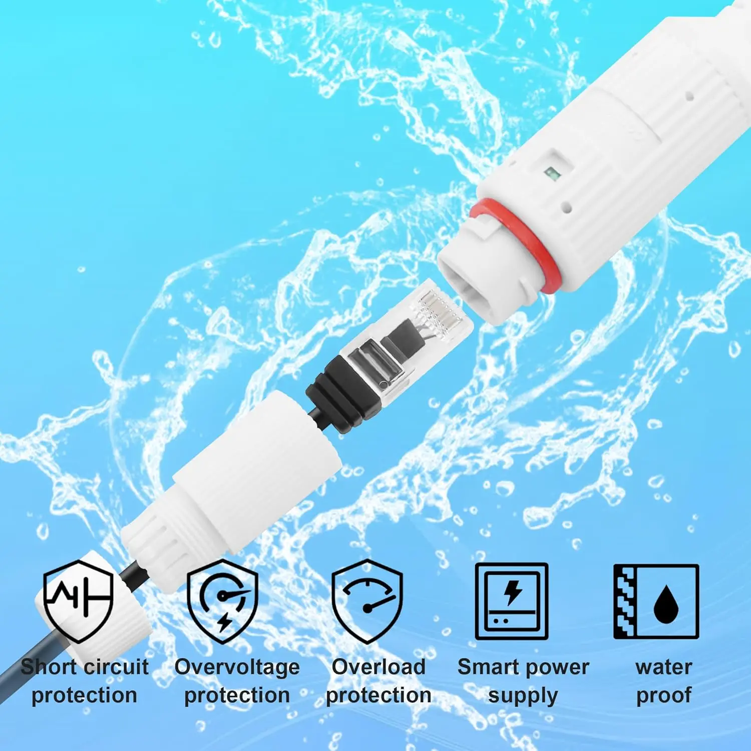 POE to USB-C Power Converter RJ45 Female to Type-C Male Charging Adapter Outdoor Waterproof for Security Camera Monitoring