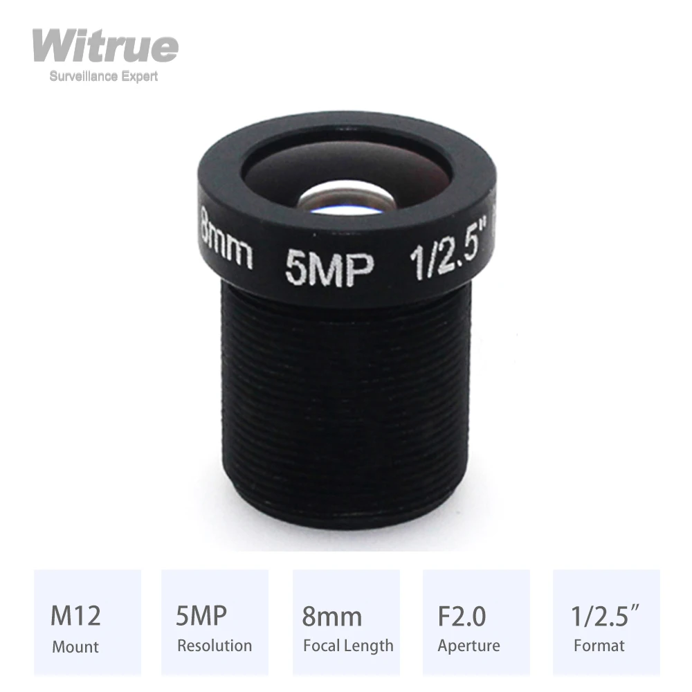 HD 5MP M12 Mount Lens 8MM 12MM 16MM with 650nm IR Filter Aperture F2.0 Format 1/2.5" for Surveillance Security CCTV Cameras