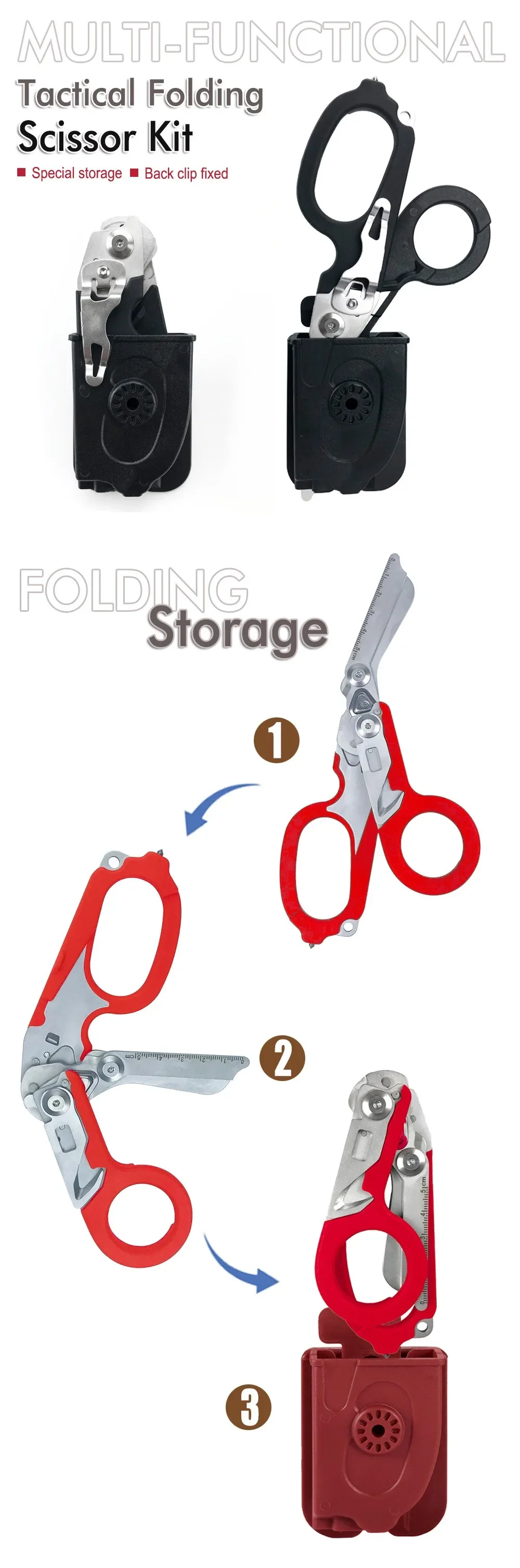 Tactical Medical Scissor Emergency Rescue Shear First Aid Kit Raptor Scissors Foldable Plier Outdoor Survival EDC Tool Gear