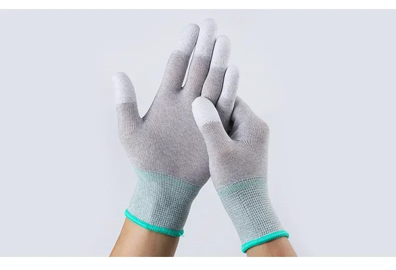 10 Pairs ESD Safety Work Gloves with Coated Fingertips for Electronics Maintenance, High Quality,