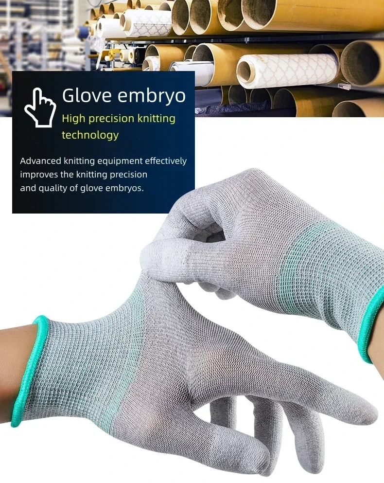 10 Pairs ESD Safety Work Gloves with Coated Fingertips for Electronics Maintenance, High Quality,