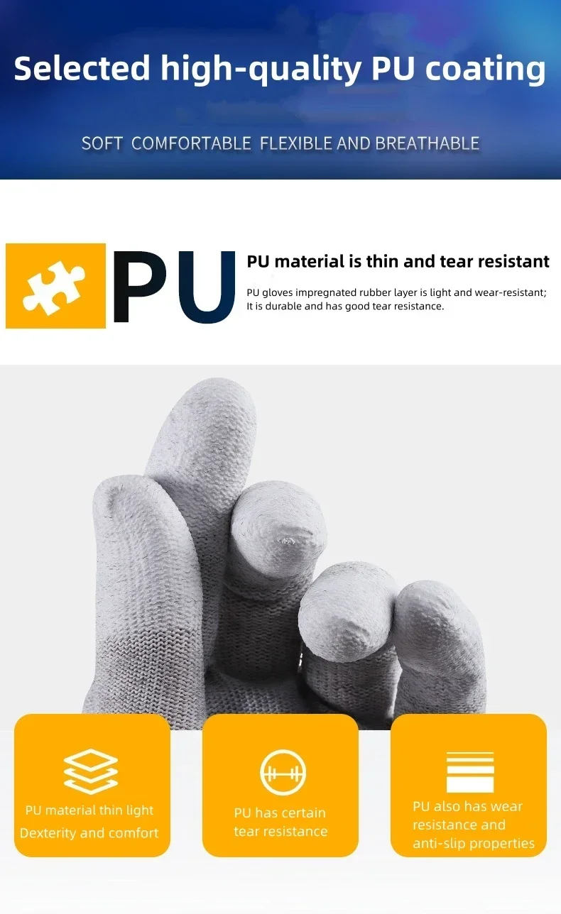 10 Pairs ESD Safety Work Gloves with Coated Fingertips for Electronics Maintenance, High Quality,