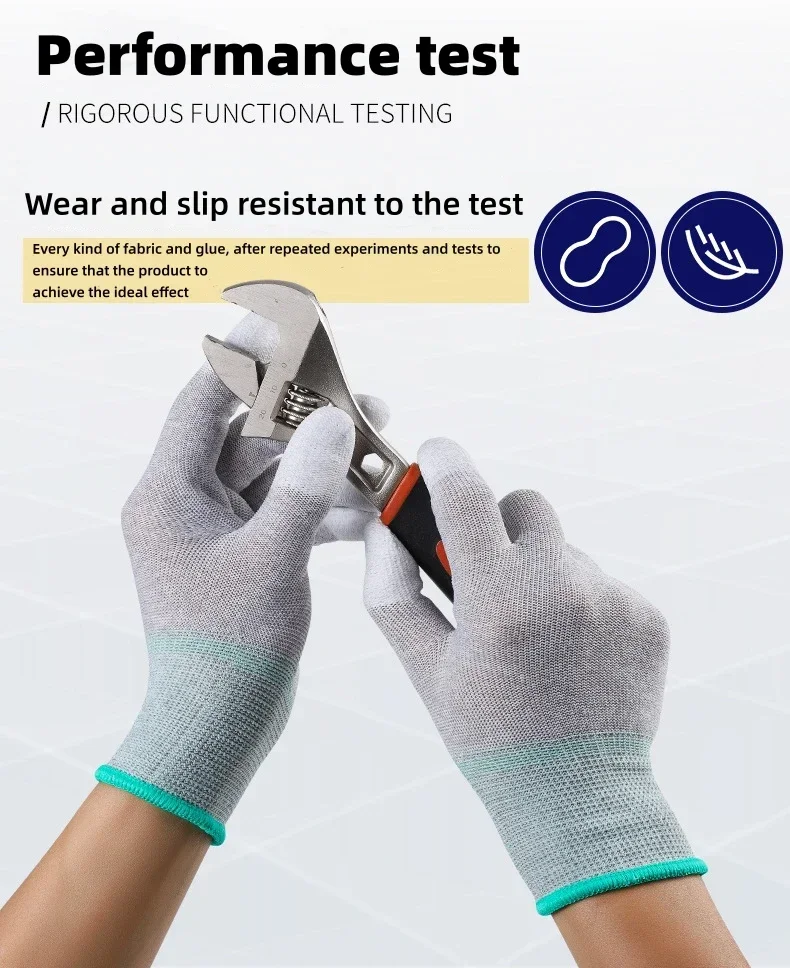 10 Pairs ESD Safety Work Gloves with Coated Fingertips for Electronics Maintenance, High Quality,