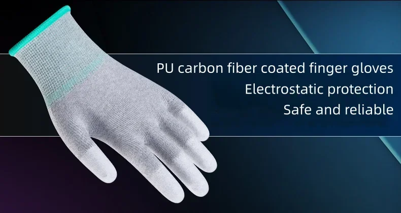 10 Pairs ESD Safety Work Gloves with Coated Fingertips for Electronics Maintenance, High Quality,