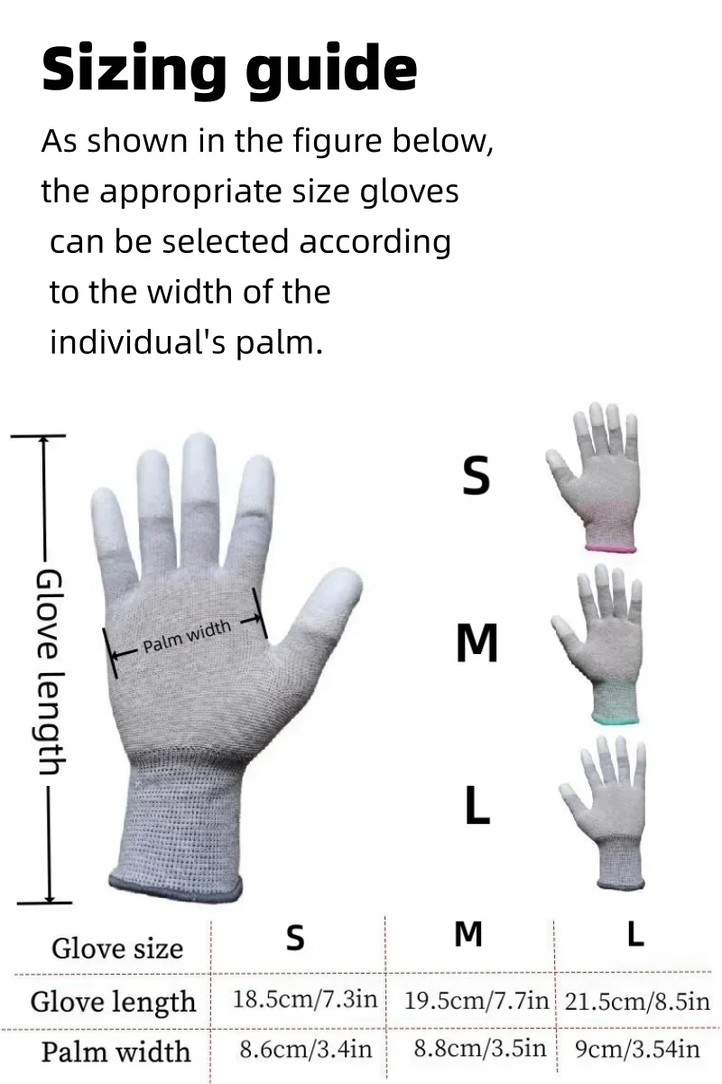 10 Pairs ESD Safety Work Gloves with Coated Fingertips for Electronics Maintenance, High Quality,