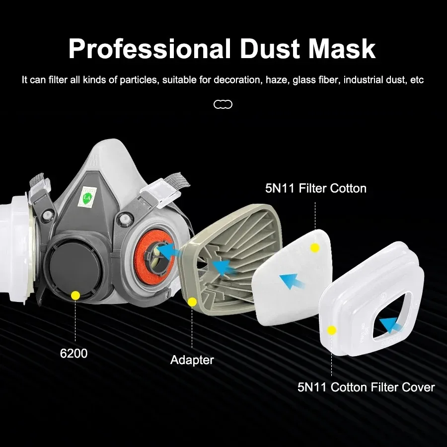 6200 Half Face Dust Mask Safety Work 503 5N11 Particle Filters Goggles Fit For Industrial Labor Paint Spray Decoration Grinding