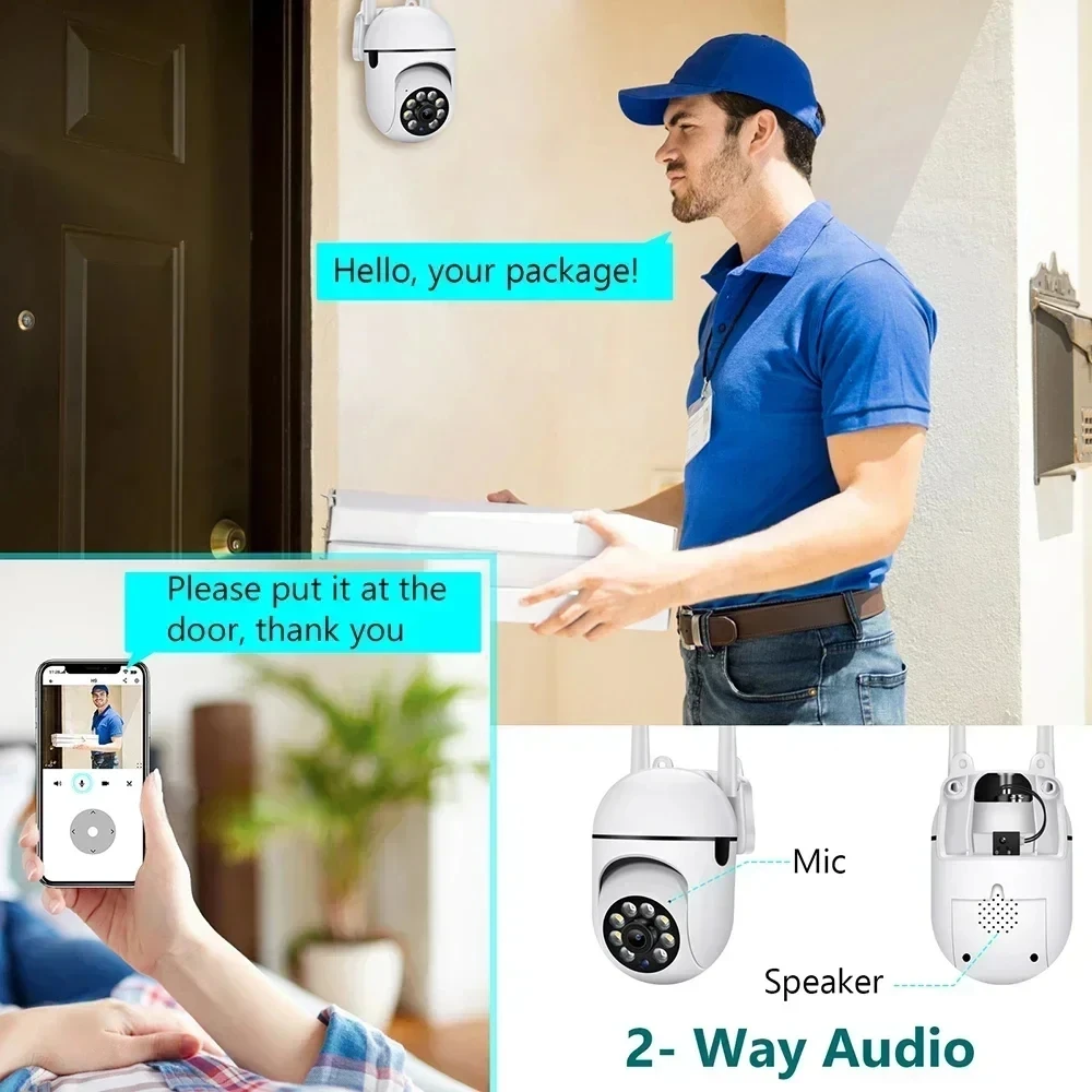8MP WiFi Camera 2.4G Security Surveillance PTZ IR Night Vision Motion Detection Home Security Camera with 2 Antennas for Child