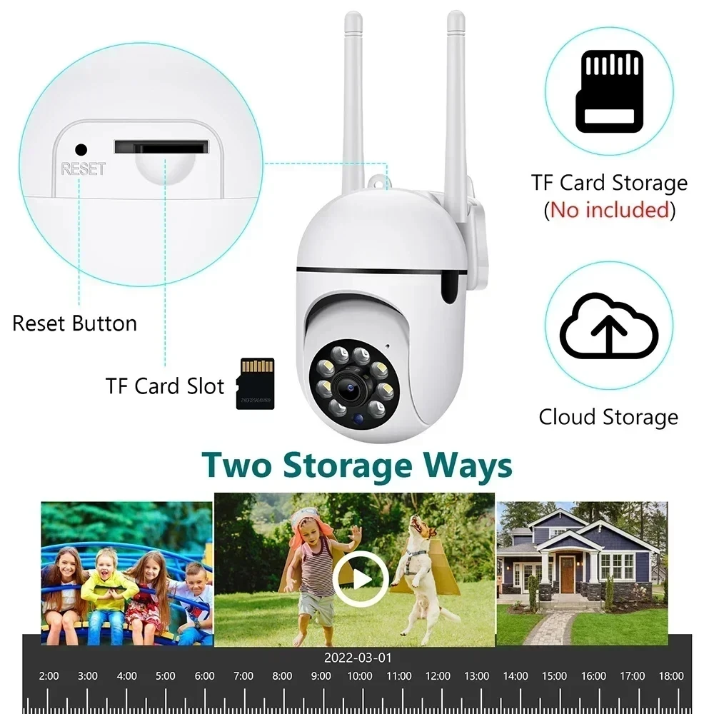8MP WiFi Camera 2.4G Security Surveillance PTZ IR Night Vision Motion Detection Home Security Camera with 2 Antennas for Child