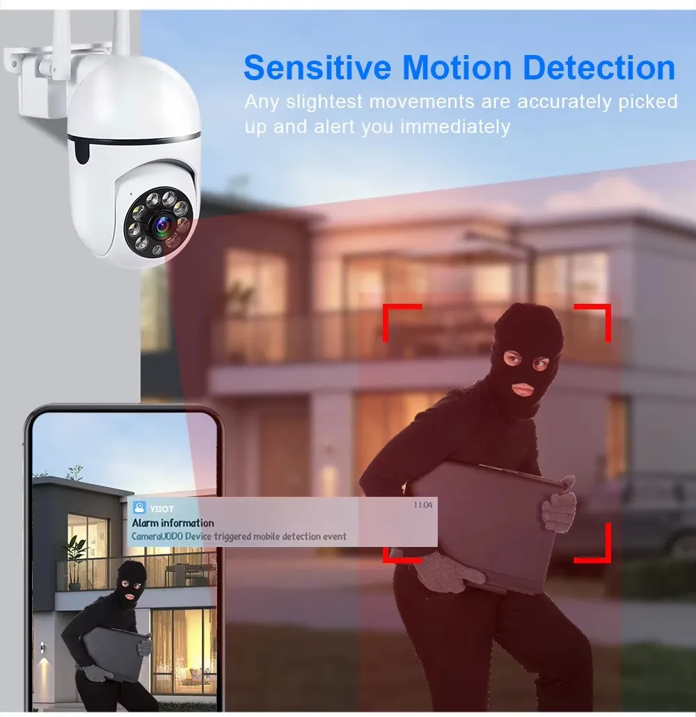 8MP WiFi Camera 2.4G Security Surveillance PTZ IR Night Vision Motion Detection Home Security Camera with 2 Antennas for Child