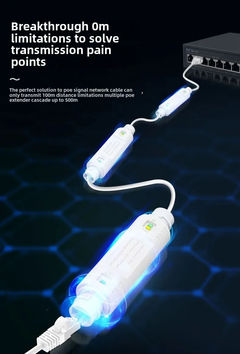 New POE Extender/Repeater Outdoor Waterproof 200meters Extension POE injector Adapter IEEE802.3at/af