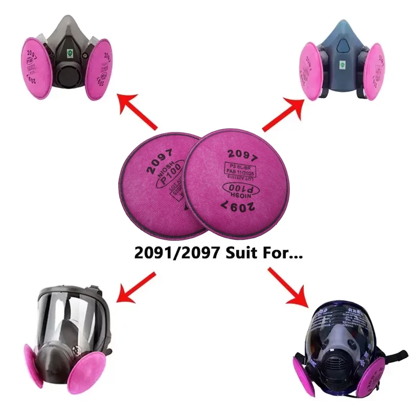 2091/2097 Particulate Filter P100 For 3m 6200 6800 7502 Serie Respirator Dust Mask Accessory Carpenter Painting Spray Industry