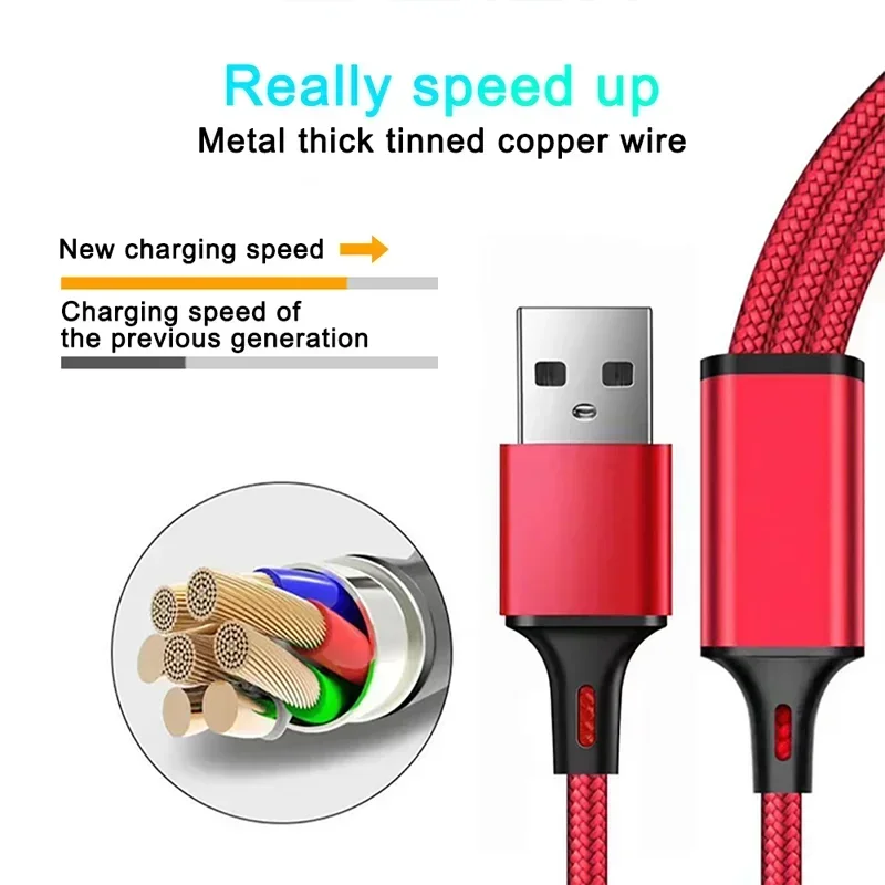 3 IN 1 USB Cable Micro USB Type C Charger Cable Multi Usb Port Fast Charging Cord For iPhone 11 12 13 Pro Max Xiaomi Samsung