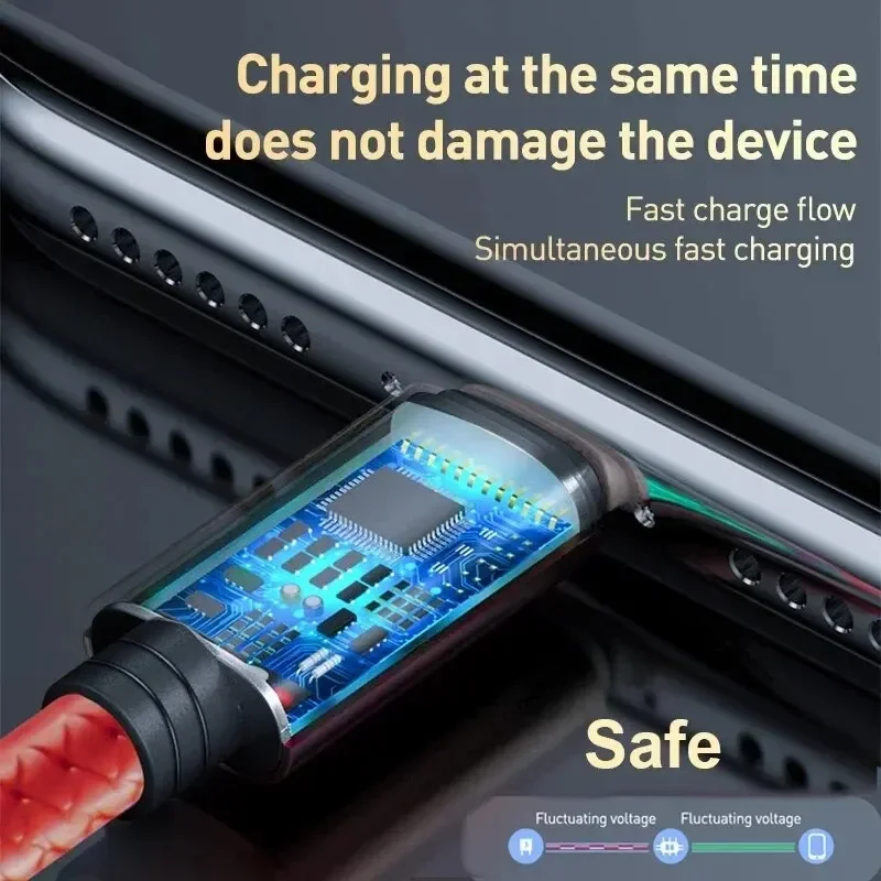 3 IN 1 USB Cable Micro USB Type C Charger Cable Multi Usb Port Fast Charging Cord For iPhone 11 12 13 Pro Max Xiaomi Samsung
