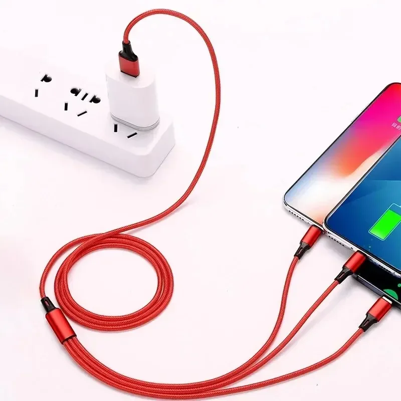 3 IN 1 USB Cable Micro USB Type C Charger Cable Multi Usb Port Fast Charging Cord For iPhone 11 12 13 Pro Max Xiaomi Samsung