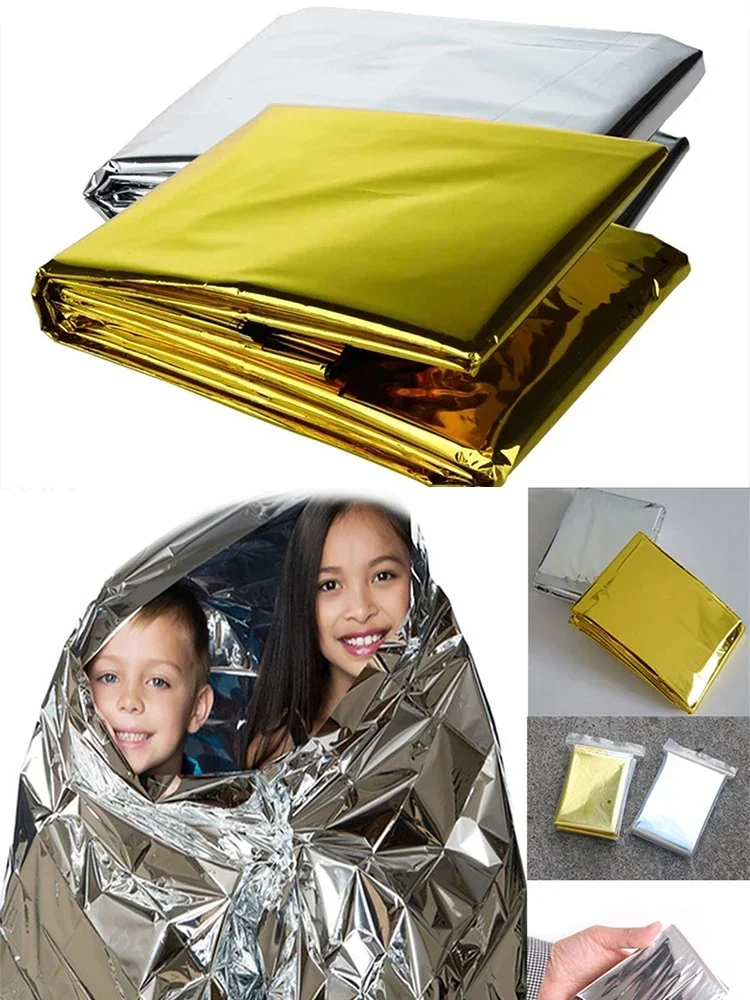 Survival Blanket Outdoor Survive Emergency Rescue First Aid Kit Windproof Waterproof Foil Thermal Blanket for Camping Hiking