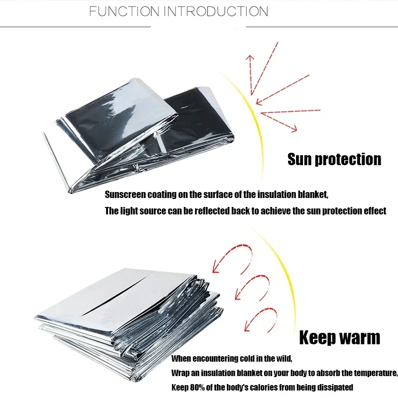 Survival Blanket Outdoor Survive Emergency Rescue First Aid Kit Windproof Waterproof Foil Thermal Blanket for Camping Hiking