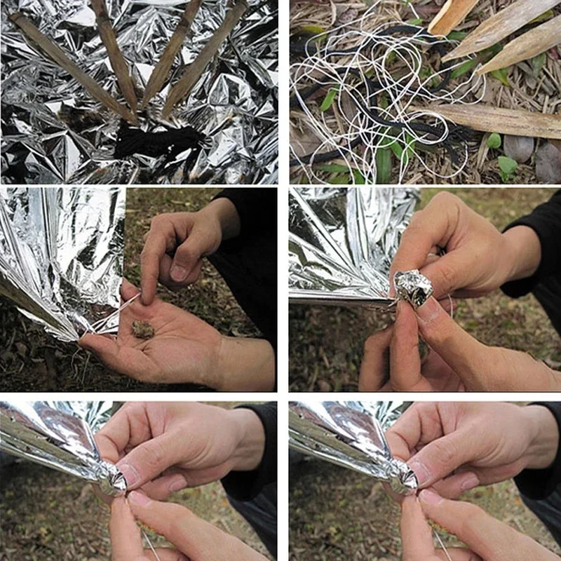 Survival Blanket Outdoor Survive Emergency Rescue First Aid Kit Windproof Waterproof Foil Thermal Blanket for Camping Hiking
