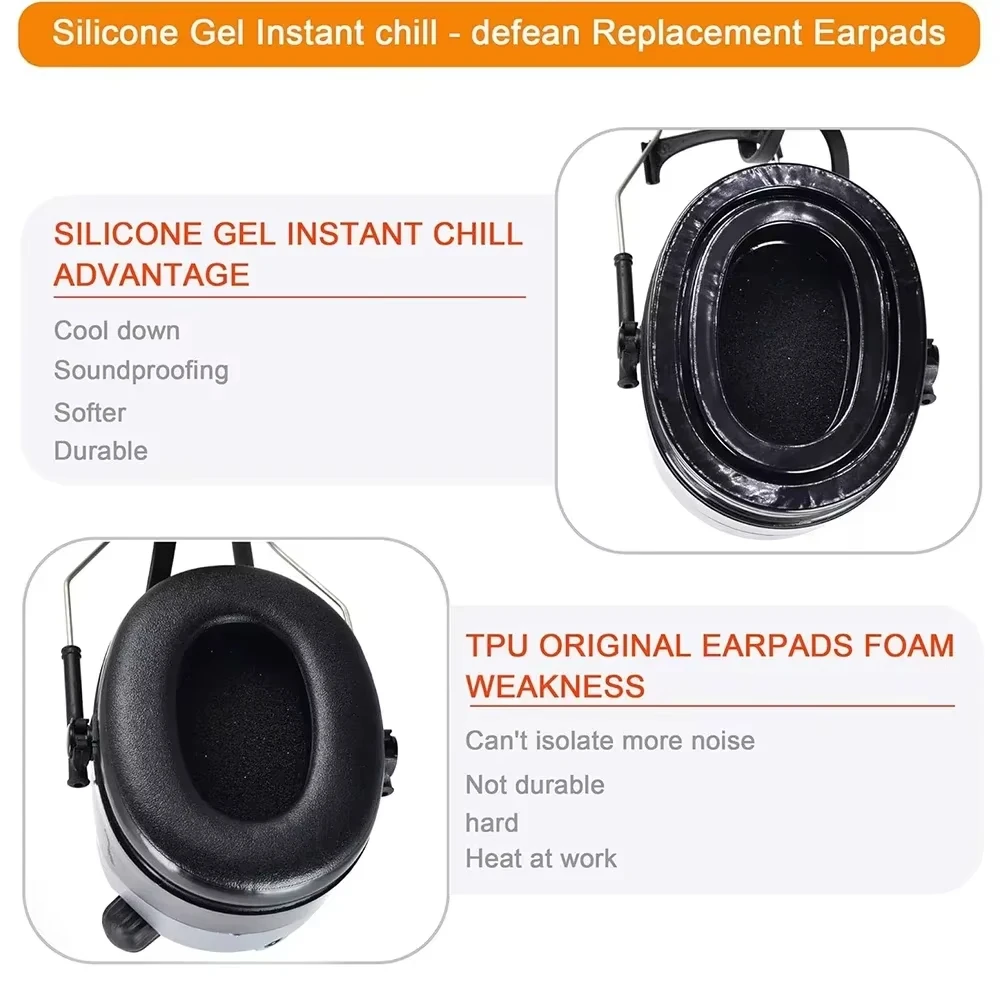 Gel Ear Pads for 3M PELTOR Earmuffs, Personal Protective Equipment ,Comfort Replacement Ear Muffs Cushions,Black