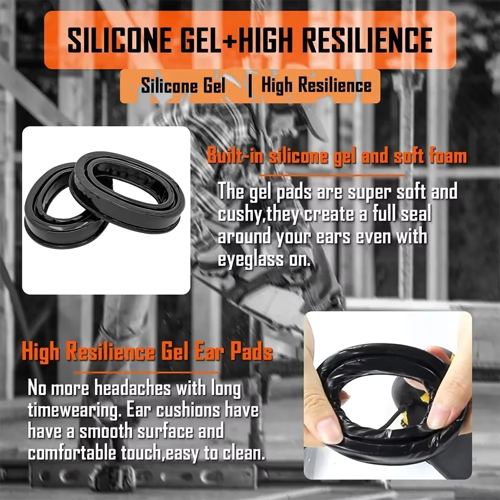 Gel Ear Pads for 3M PELTOR Earmuffs, Personal Protective Equipment ,Comfort Replacement Ear Muffs Cushions,Black