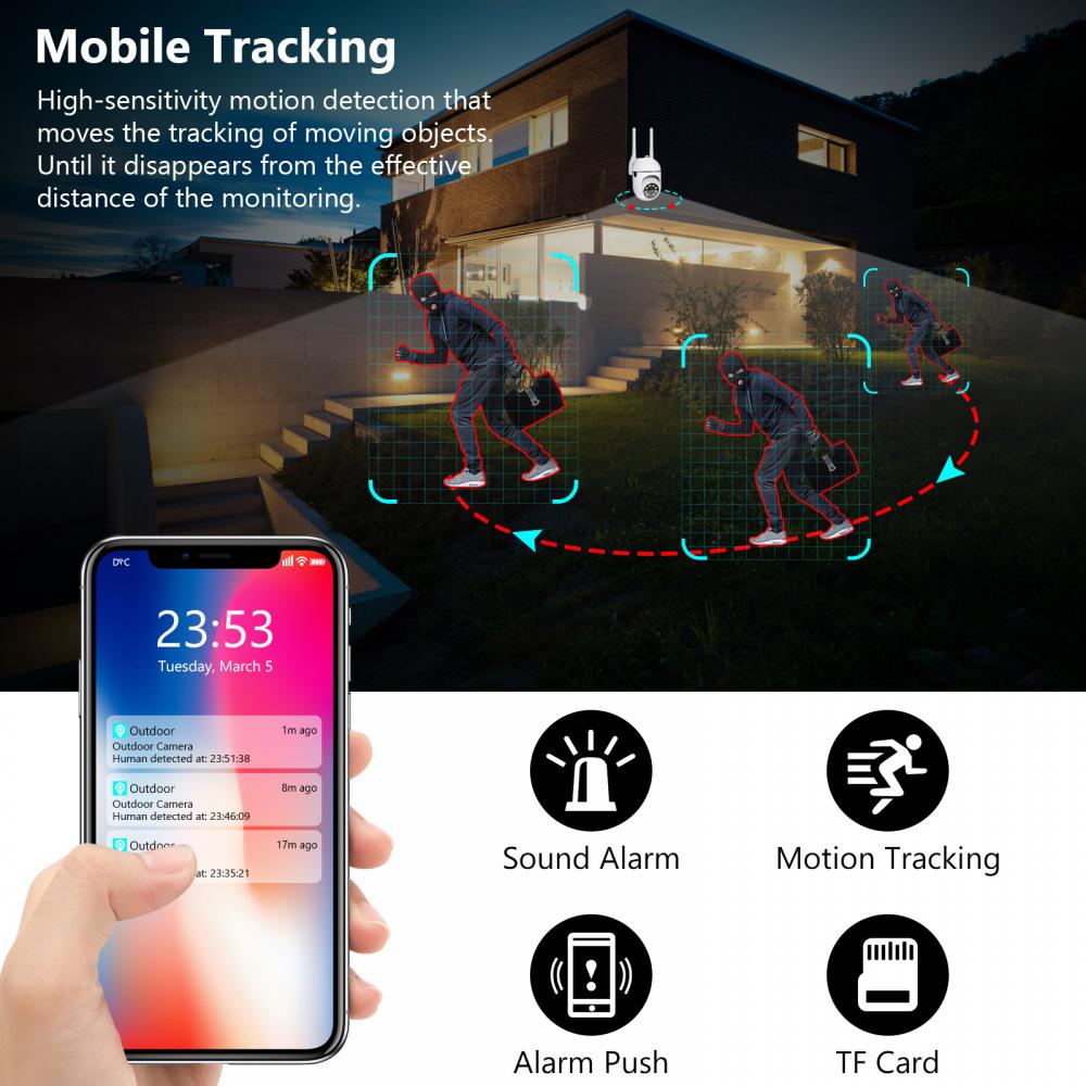 Tuya Smart WiFi IP PTZ Camera 5MP Security Indoor Camera 3MP Color Night Vision Two Way Audio Color Night Vision Surveillance