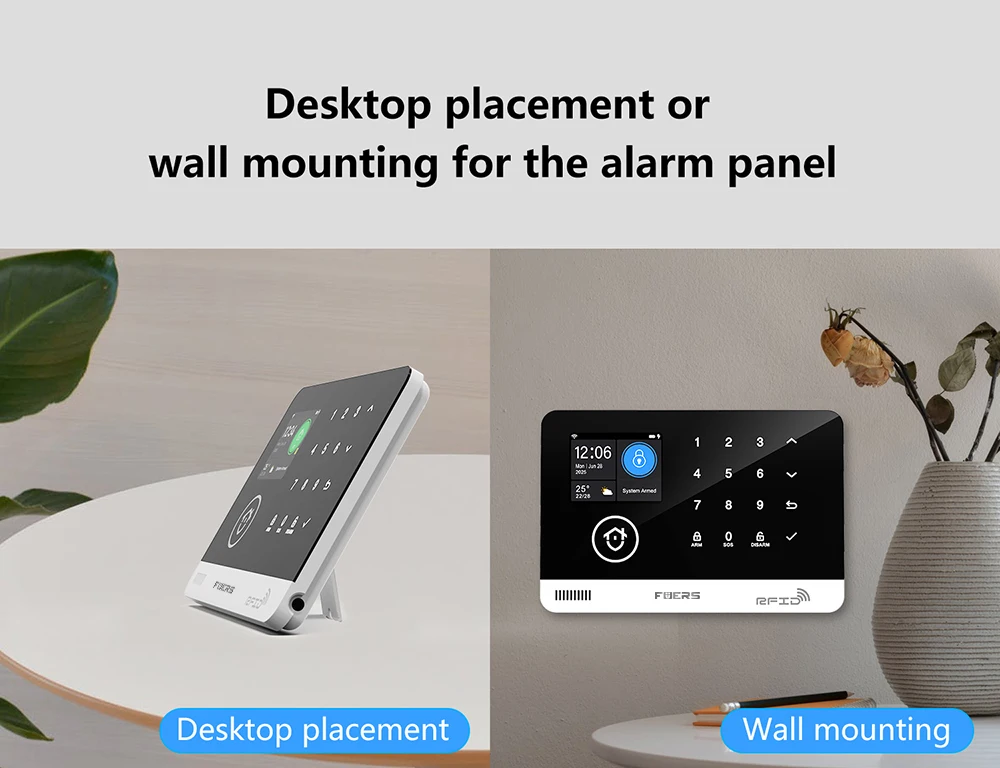 FUERS Alarm System Smart Home WIFI GSM Security Alarm Host Ant-theft with Door Motion Sensor Tuya Smart App control work Alexa