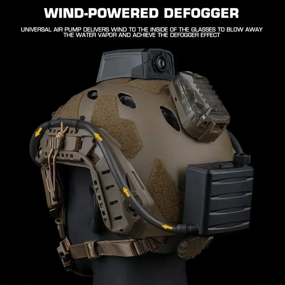 2025 NEW-Tactical Goggles Defogger Outdoor Hunting Shooting Goggles AntiFog Unit Adjustable Wind Speed Defogging Fan Kit