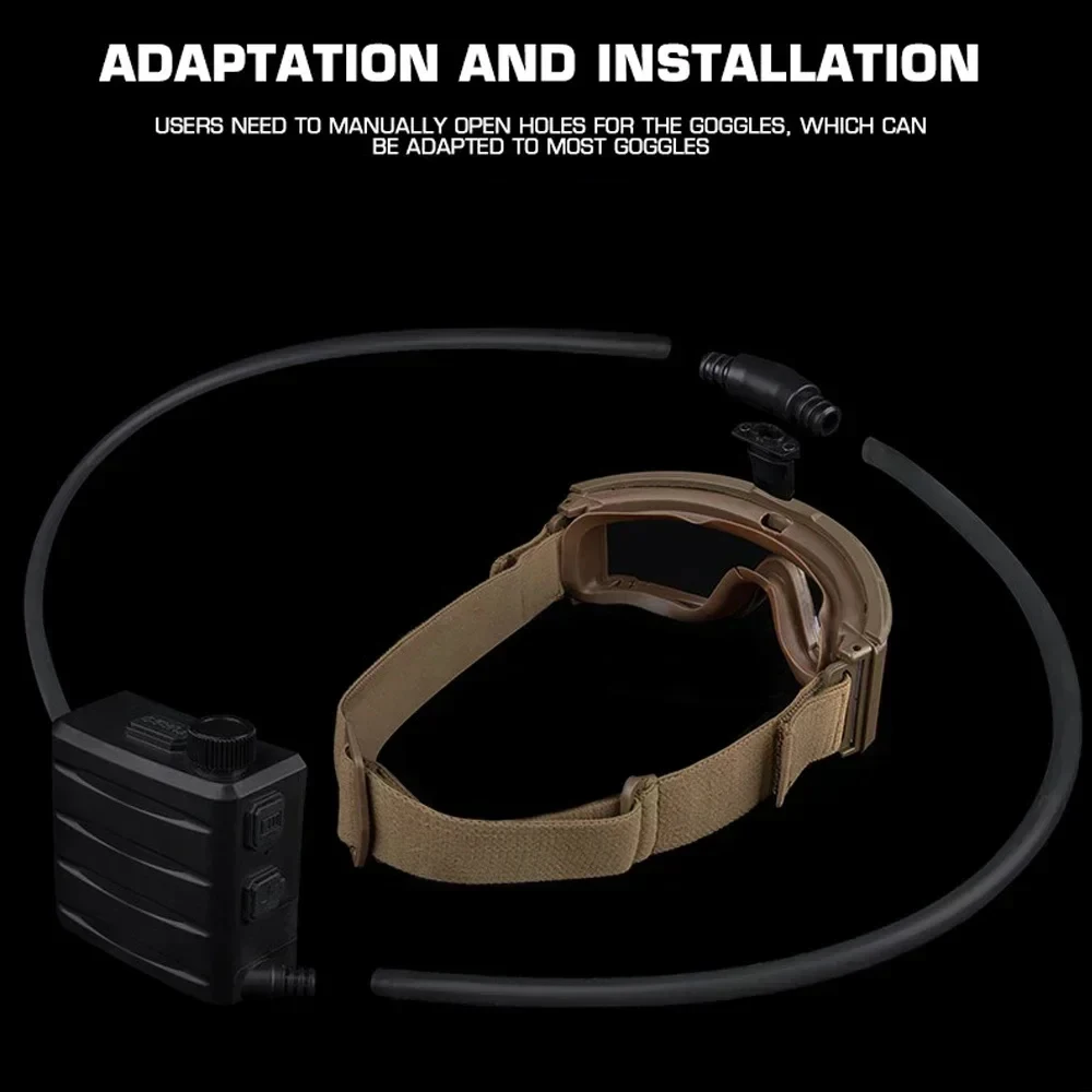 2025 NEW-Tactical Goggles Defogger Outdoor Hunting Shooting Goggles AntiFog Unit Adjustable Wind Speed Defogging Fan Kit