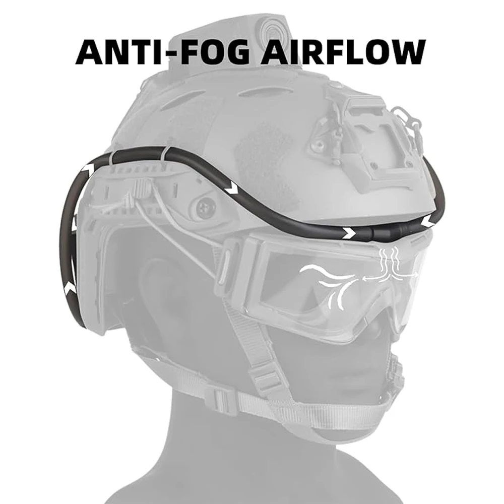 2025 NEW-Tactical Goggles Defogger Outdoor Hunting Shooting Goggles AntiFog Unit Adjustable Wind Speed Defogging Fan Kit