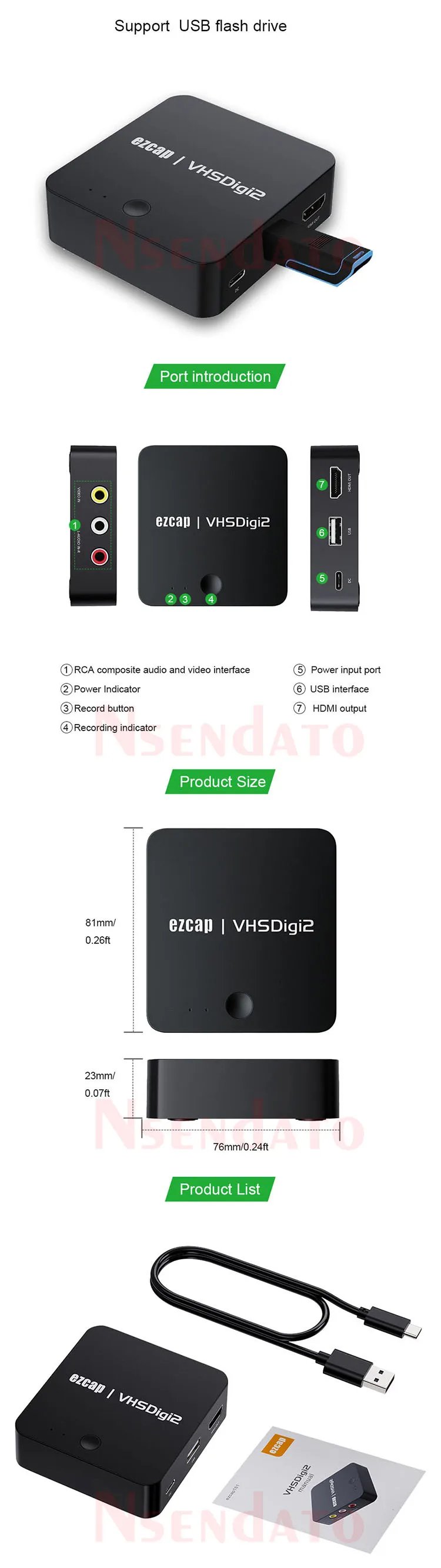 EZCAP181 Analog VHS to Digital Video Audio Recorder AV HD USB Video Capture Recorders for U Hi8 VCR DVR Camcorder Tape Digitizer